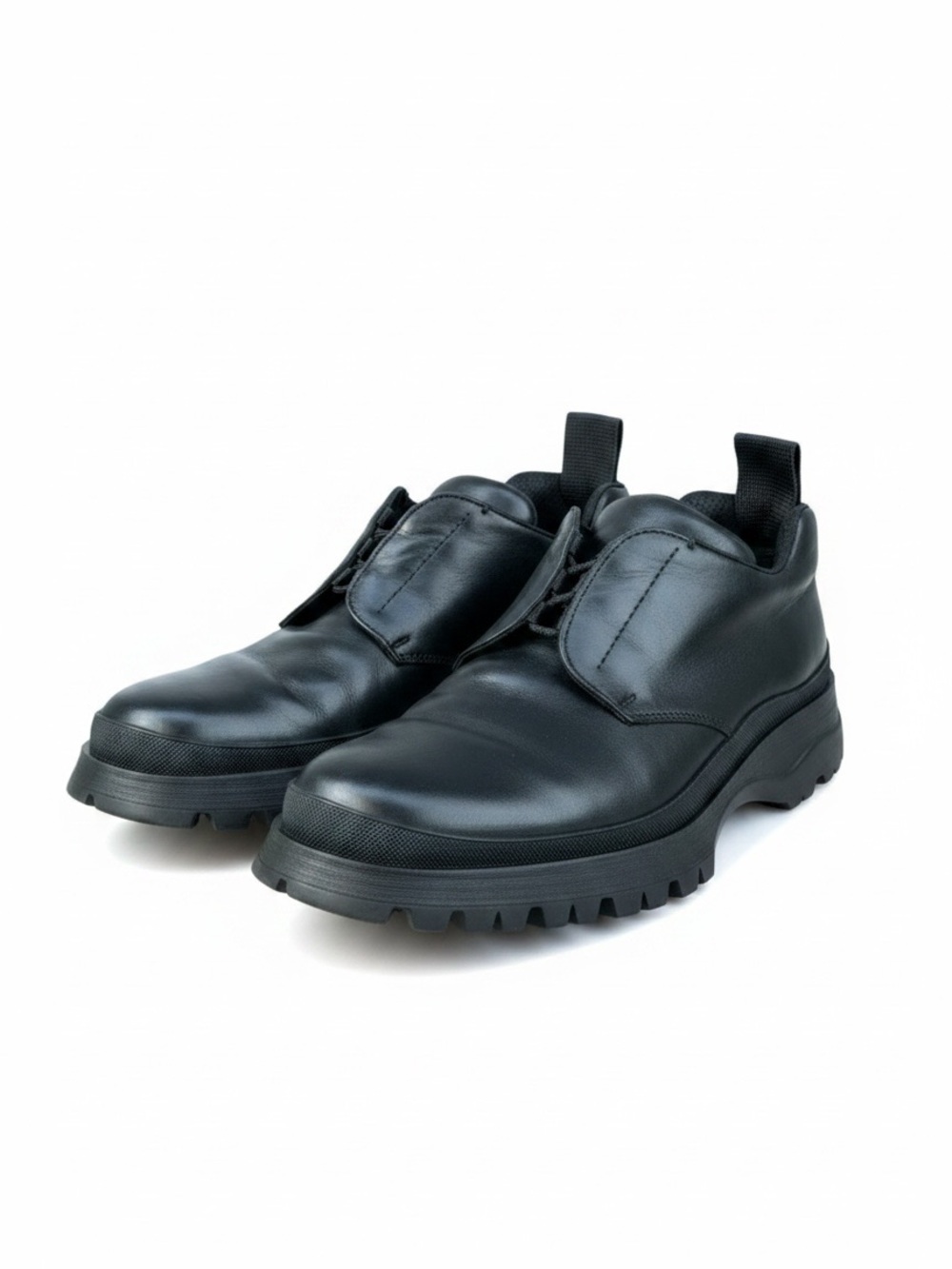 Prada black leather chunky lug sole lace up men shoes 9.5